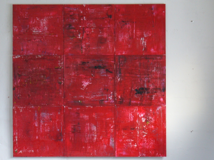 Red Ground lll (Oel auf Holz, 186 cm x 186 cm)